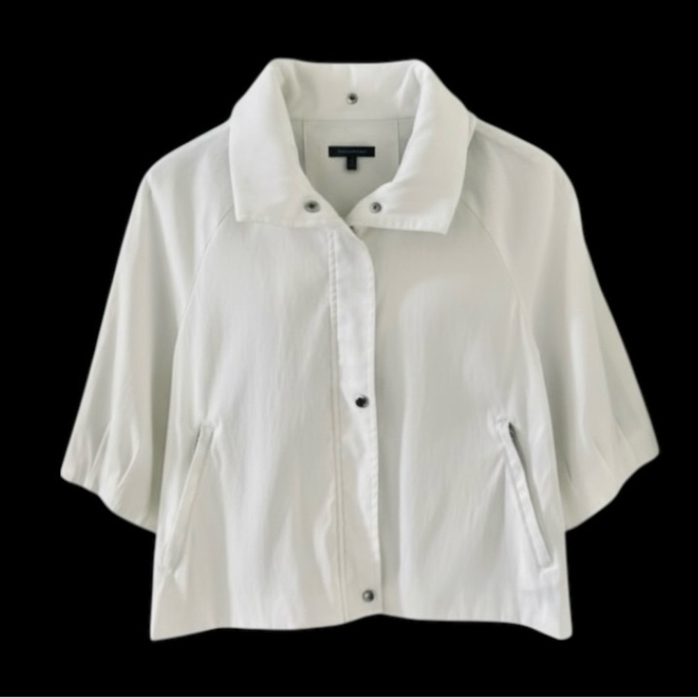 Samuel Dong White Full Zip Half Sleeve Jacket Size XL